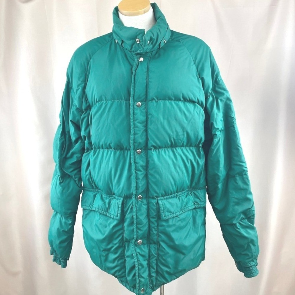 Vintage 70s EMS Down Puffer (XL) Green Gorpcore‎ Cabin Normcore Outdoors Winter